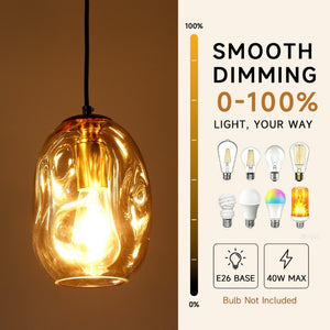 English Elm 2 Hand Blown Wavy Clear Glass Pendant Lights Brass Finish for Kitchen Island or Dining W2312P545507