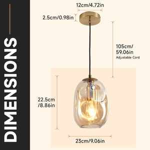 English Elm 2 Hand Blown Wavy Clear Glass Pendant Lights Brass Finish for Kitchen Island or Dining W2312P545507