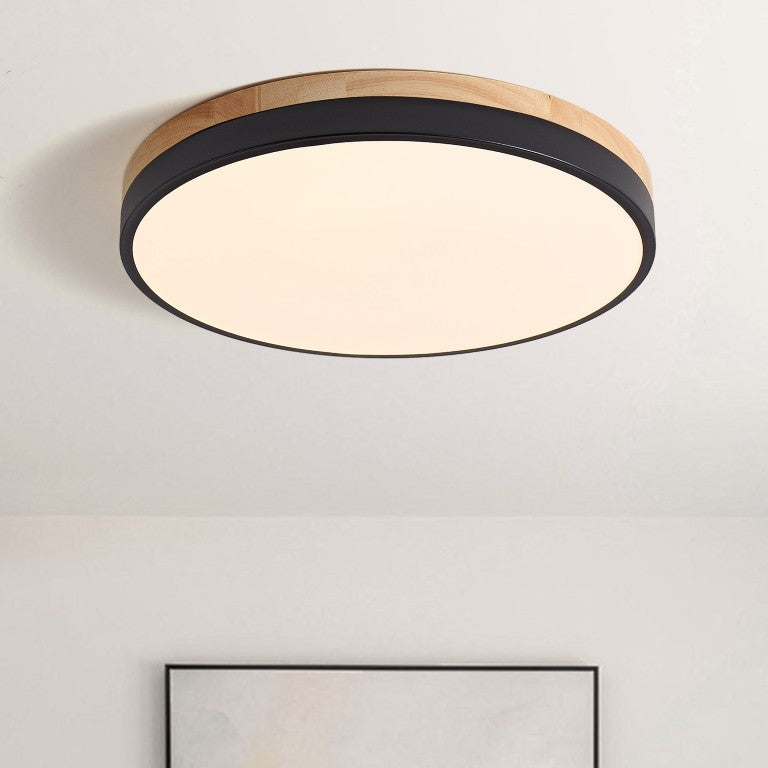 English Elm Modern Oak Wood Ring Flush Mount Dimmable LED Ceiling Light for Bedroom Bath W2312P545510
