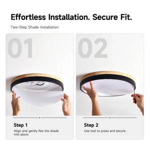 English Elm Modern Oak Wood Ring Flush Mount Dimmable LED Ceiling Light for Bedroom Bath W2312P545510