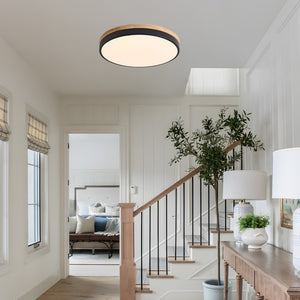 English Elm Modern Oak Wood Ring Flush Mount Dimmable LED Ceiling Light for Bedroom Bath W2312P545510