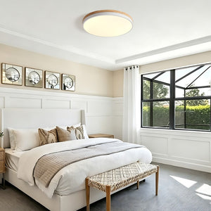 English Elm Dimmable Wood Ring Flush Mount LED Ceiling Light for Kitchen Bedroom or Hallway White W2312P545513