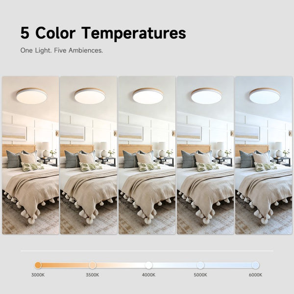 English Elm Dimmable Wood Ring Flush Mount LED Ceiling Light for Kitchen Bedroom or Hallway White W2312P545513