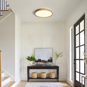 English Elm 15.7 Inch Wood Ring Flush Mount LED Ceiling Light Acrylic Diffuser Bedroom Kitchen W2312P545521