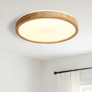 English Elm 19.7 Inch Wood Grain Flush Mount LED Ceiling Light with Acrylic Diffuser for Bedrooms W2312P545522