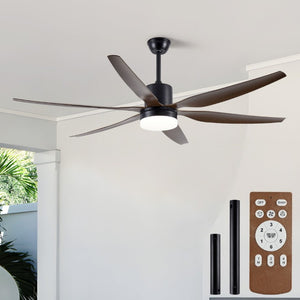 English Elm 6 Blade 66 Inch Matte Black Ceiling Fan Dimmable LED Kit for Large Indoor Spaces W2312P545542