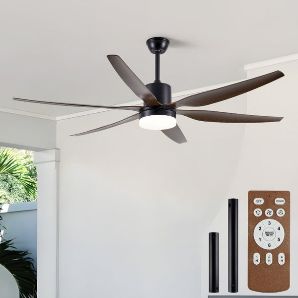 English Elm 6 Blade 66 Inch Matte Black Ceiling Fan Dimmable LED Kit for Large Indoor Spaces W2312P545542