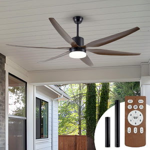 English Elm Large 74 Inch Six Blade Ceiling Fan with LED Light Remote Control for Living Room W2312P545543