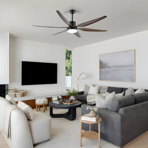 English Elm Large 74 Inch Six Blade Ceiling Fan with LED Light Remote Control for Living Room W2312P545543
