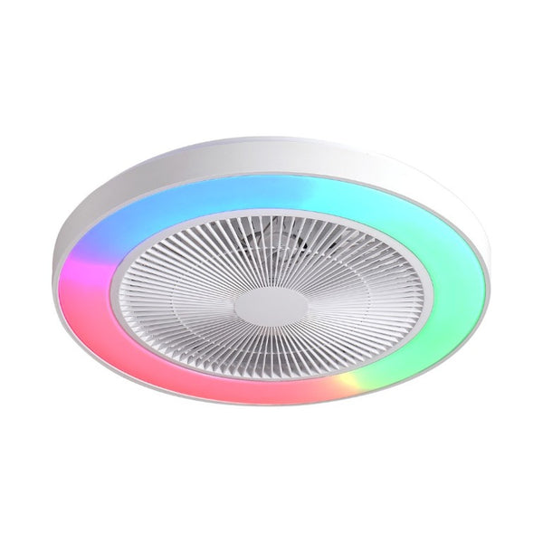 English Elm 2-In-1 Flush Mount Ceiling Fan with RGB Smart Light Caged Safety DC Motor for Kids W2312P545549