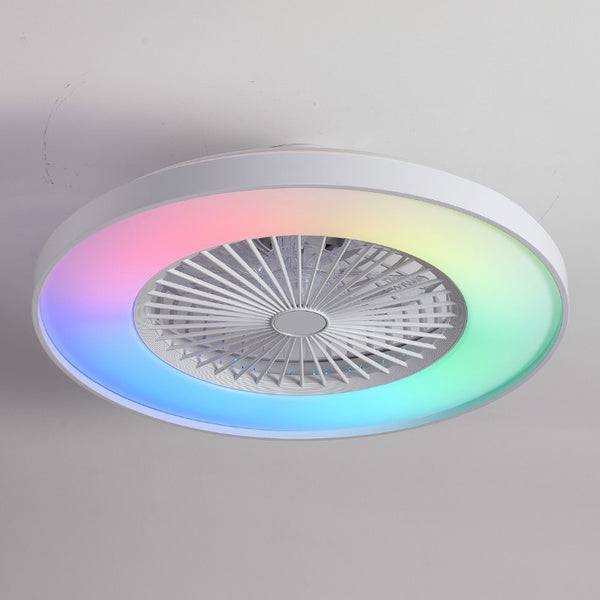 English Elm 2-In-1 Flush Mount Ceiling Fan with RGB Smart Light Caged Safety DC Motor for Kids W2312P545549