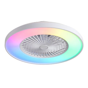 English Elm 24 Inch Bladeless Flush Mount Ceiling Fan with RGB LED Smart Voice App Control W2312P545550