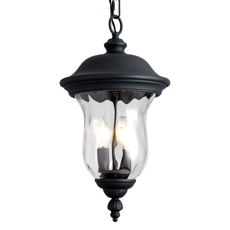 English Elm Outdoor Sand Black Aluminum Glass Pendant Lantern IP44 Weatherproof Porch Patio Light W2312P557295