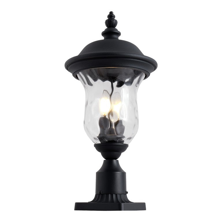 English Elm Outdoor Pillar Lantern Die-Cast Aluminum Gas Style Post Light with Ripple Glass Panels W2312P557296