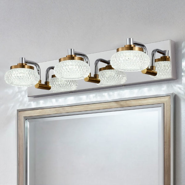 English Elm Dimmable 3 Globe Vanity Sconce Chrome Brass Industrial Bath Mirror Wall Light W2312P558156