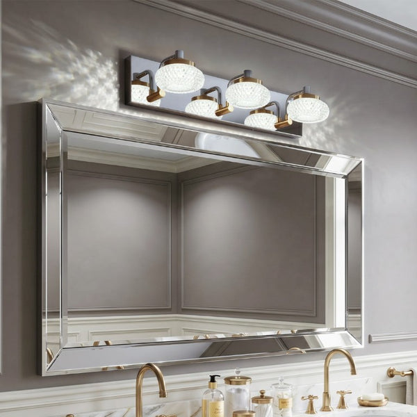 English Elm Dimmable 3 Globe Vanity Sconce Chrome Brass Industrial Bath Mirror Wall Light W2312P558156