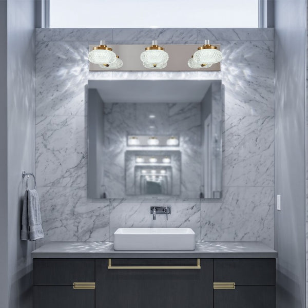 English Elm Dimmable 3 Globe Vanity Sconce Chrome Brass Industrial Bath Mirror Wall Light W2312P558156