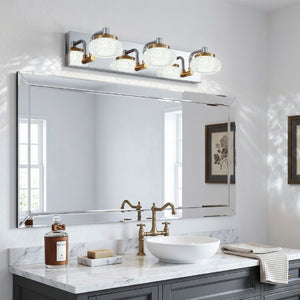 English Elm Dimmable 3 Globe Vanity Sconce Chrome Brass Industrial Bath Mirror Wall Light W2312P558156