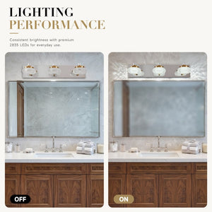 English Elm Dimmable 3 Globe Vanity Sconce Chrome Brass Industrial Bath Mirror Wall Light W2312P558156