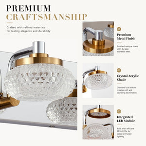 English Elm Dimmable 3 Globe Vanity Sconce Chrome Brass Industrial Bath Mirror Wall Light W2312P558156