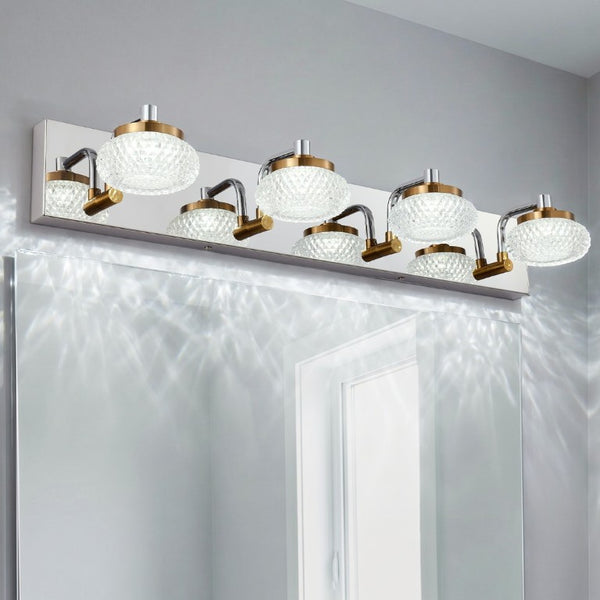 English Elm Dimmable 4 Light Vanity Sconce Chrome Brass Industrial Bath Wall Fixture CRI 90 W2312P558157