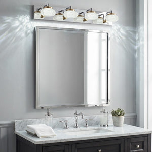 English Elm Dimmable 4 Light Vanity Sconce Chrome Brass Industrial Bath Wall Fixture CRI 90 W2312P558157