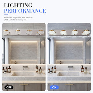 English Elm Dimmable 4 Light Vanity Sconce Chrome Brass Industrial Bath Wall Fixture CRI 90 W2312P558157