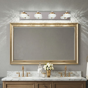 English Elm Dimmable 4 Light Vanity Sconce Chrome Brass Industrial Bath Wall Fixture CRI 90 W2312P558157
