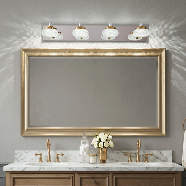 English Elm Dimmable 4 Light Vanity Sconce Chrome Brass Industrial Bath Wall Fixture CRI 90 W2312P558157