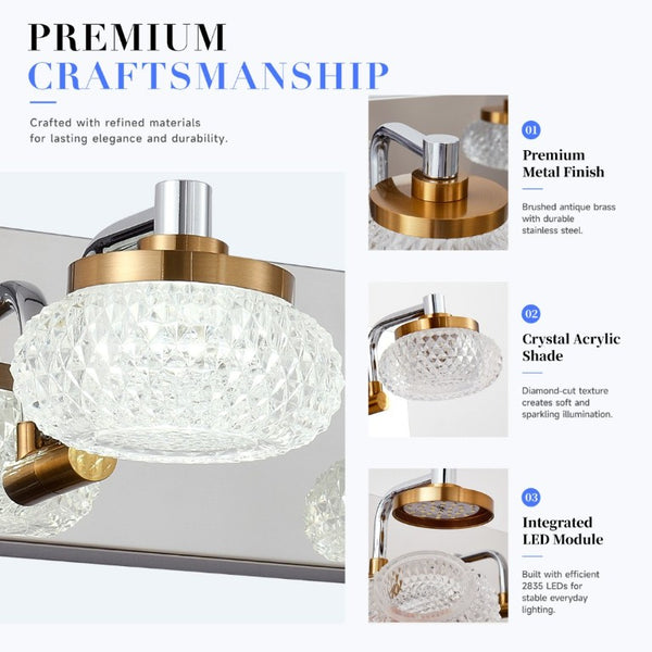 English Elm Dimmable 4 Light Vanity Sconce Chrome Brass Industrial Bath Wall Fixture CRI 90 W2312P558157