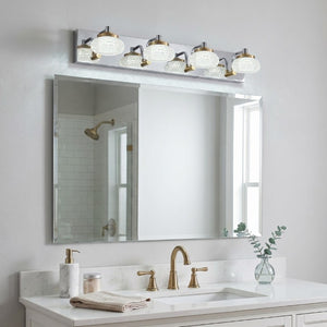 English Elm Dimmable 4 Light Vanity Sconce Chrome Brass Industrial Bath Wall Fixture CRI 90 W2312P558157