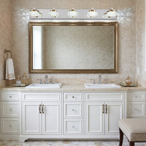 English Elm 37In Five Light Dimmable Vanity Bar Chrome Gold Finish with Acrylic Shades for Bathroom W2312P558158