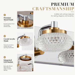 English Elm 37In Five Light Dimmable Vanity Bar Chrome Gold Finish with Acrylic Shades for Bathroom W2312P558158