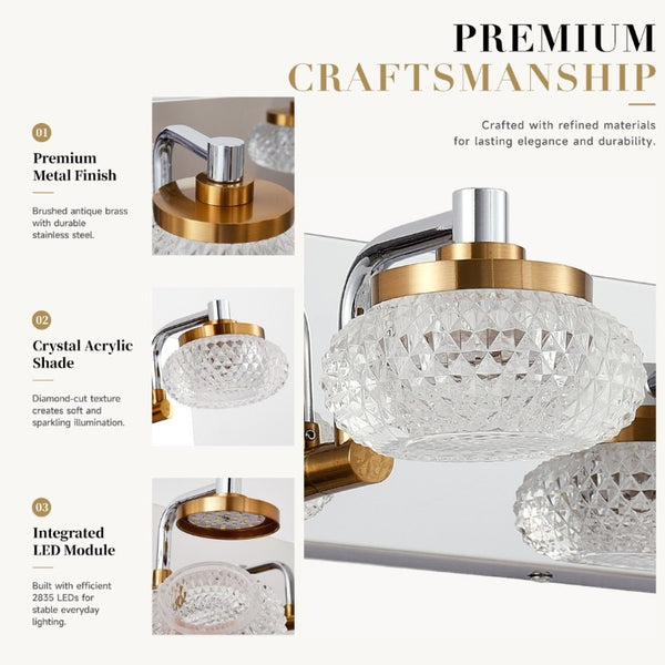 English Elm 37In Five Light Dimmable Vanity Bar Chrome Gold Finish with Acrylic Shades for Bathroom W2312P558158