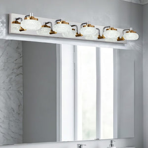 English Elm 37In Five Light Dimmable Vanity Bar Chrome Gold Finish with Acrylic Shades for Bathroom W2312P558158