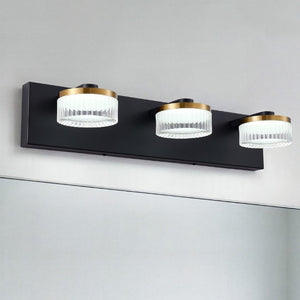 English Elm Dimmable 3 Light Vanity Sconce Matte Black Brass Finish Modern Industrial Bath Wall W2312P558159