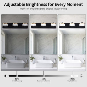 English Elm Dimmable 3 Light Vanity Sconce Matte Black Brass Finish Modern Industrial Bath Wall W2312P558159