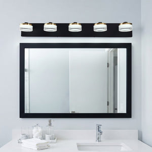 English Elm Vanity Light Bar Five Globe Shades Matte Black Gold Accent Modern Bathroom Wall W2312P558161