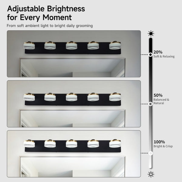 English Elm Vanity Light Bar Five Globe Shades Matte Black Gold Accent Modern Bathroom Wall W2312P558161