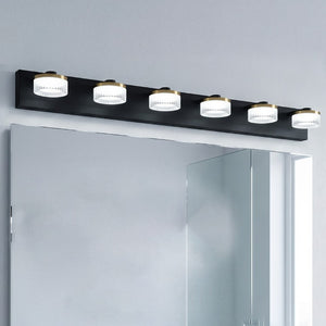 English Elm 6 Light Gold Black Vanity Bar Dimmable LED Acrylic Ball Shades Modern Bath Fixture W2312P558162