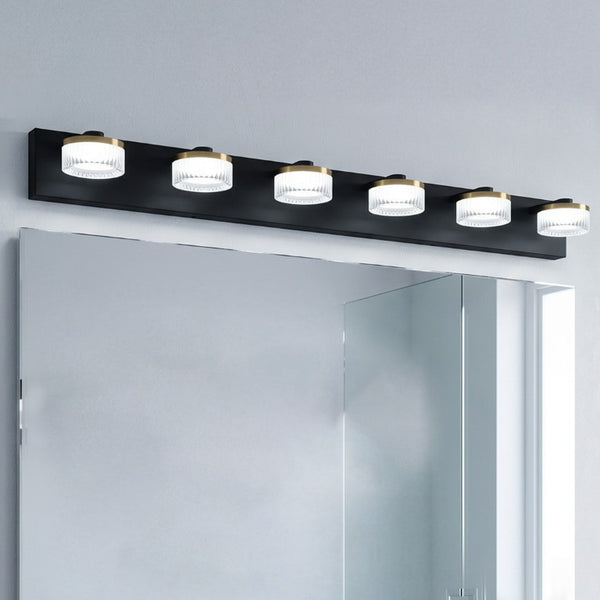 English Elm 6 Light Gold Black Vanity Bar Dimmable LED Acrylic Ball Shades Modern Bath Fixture W2312P558162