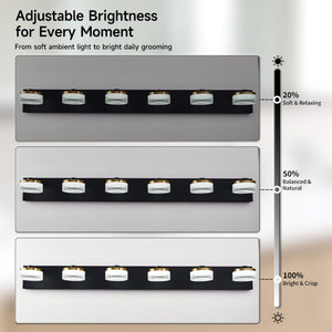 English Elm 6 Light Gold Black Vanity Bar Dimmable LED Acrylic Ball Shades Modern Bath Fixture W2312P558162