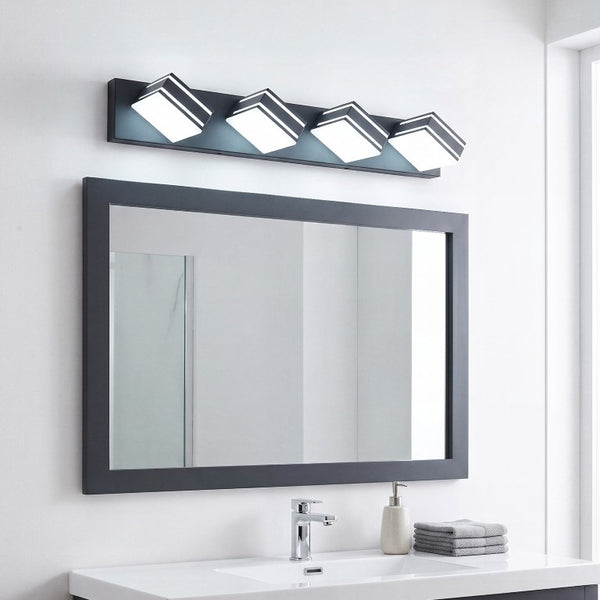 English Elm Modern Matte Black Four Head Vanity Light Acrylic Diffuser Hardwired Bath Fixture W2312P558164
