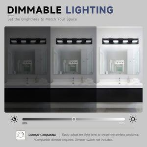 English Elm Modern Matte Black Four Head Vanity Light Acrylic Diffuser Hardwired Bath Fixture W2312P558164