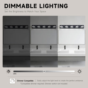 English Elm 5-Light Matte Black LED Vanity Bar Adjustable Heads Cool White Bathroom Wall Fixture W2312P558173
