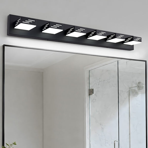 English Elm 6-Light LED Vanity Wall Fixture Matte Finish with Rotatable Heads for Modern Bath Black 40.4 inches W2312P558174