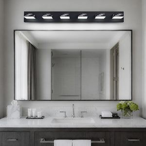 English Elm 6-Light LED Vanity Wall Fixture Matte Finish with Rotatable Heads for Modern Bath Black 40.4 inches W2312P558174