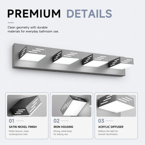 English Elm 6-Light LED Vanity Wall Fixture Matte Finish with Rotatable Heads for Modern Bath Brushed Nickel 25.6 inches W2312P558176