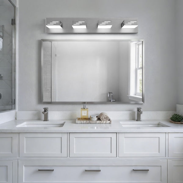 English Elm 6-Light LED Vanity Wall Fixture Matte Finish with Rotatable Heads for Modern Bath Brushed Nickel 25.6 inches W2312P558176