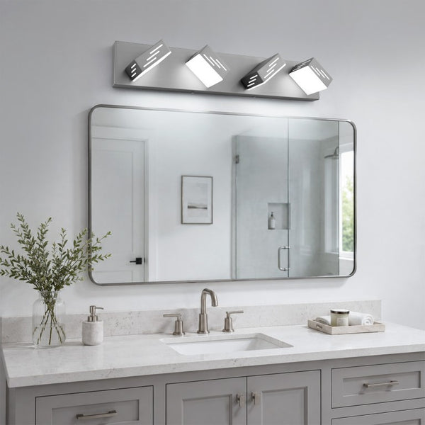 English Elm 6-Light LED Vanity Wall Fixture Matte Finish with Rotatable Heads for Modern Bath Brushed Nickel 25.6 inches W2312P558176